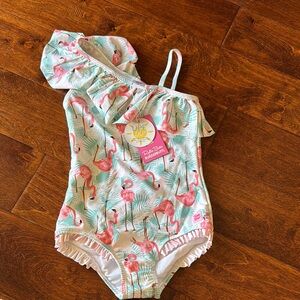 Pink Flamingo One-Shoulder Swimsuit RuffleButts